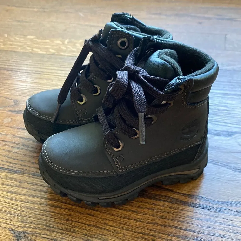 🎉HOST PICK Timberland Infant 5 Premium Leather Boots Mid Waterproof Black Grip